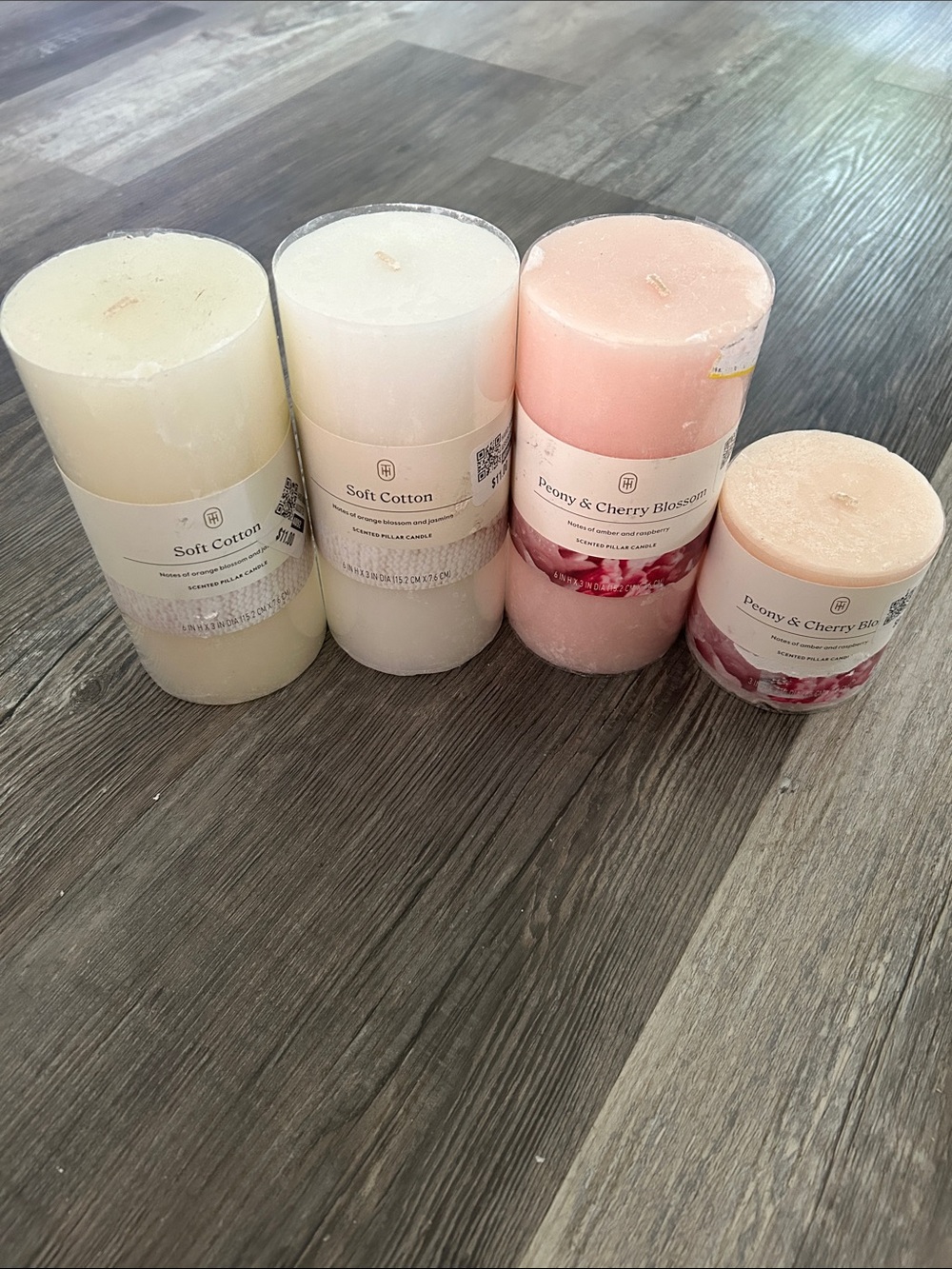 Threshold Pink & White Peony and Soft Cotton Pillar Candle Set